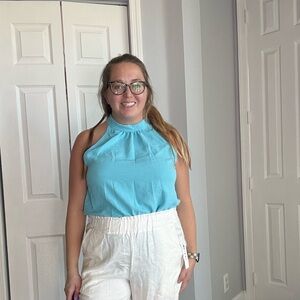 Accent Turquoise Halter Top Women’s Small Sleeveless Blouse Summer Tank NWT